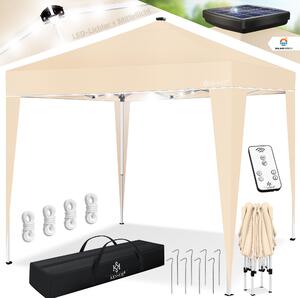 Gazebo pieghevole KESSER® 3x3 m con illuminazione a LED a energia solare e protezione UV - Gazebo da festa pop-up - Gazebo da giardino regolabile in altezza