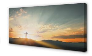 Foto quadro su tela Cross Sun Mountains 100x50 cm