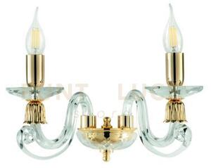 Applique 1306 2 luci trasparente e oro attacco e14 l.36cm