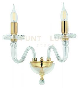 Applique bach 2 luci cristallo e oro attacco e14