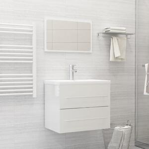 Set Mobili da Bagno 2 pz Bianco Lucido in Truciolato