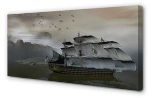 Quadro su tela Ship Mount Sea 100x50 cm