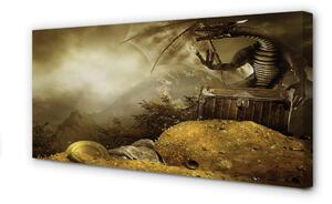 Quadro su tela Nuvole di draghi di montagna oro 100x50 cm