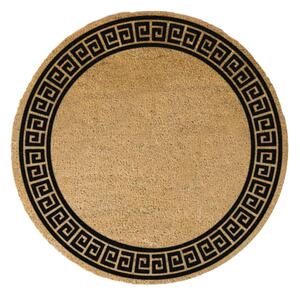 Tappeto rotondo nero in cocco naturale , ⌀ 70 cm Greek Border - Artsy Doormats