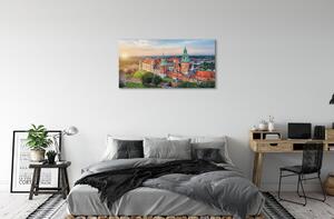 Quadro su tela Castello di Cracovia Panorama Sunrise 100x50 cm