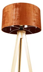 Lampada da terra legno paralume arancione 50 cm - TRIPOD CLASSIC