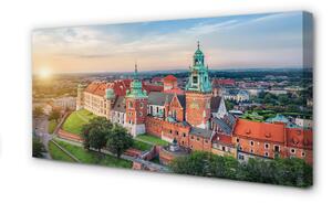 Quadro su tela Castello di Cracovia Panorama Sunrise 100x50 cm
