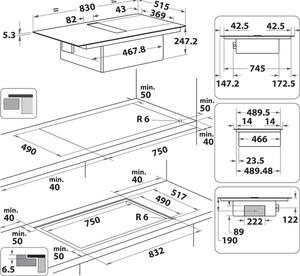 Whirlpool Piano Cottura Induzione da Incasso 4 Fuochi 83 cm con Cappa Cucina Integrata colore Nero - WVHF83BB