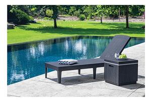Lettino da giardino grigio scuro in rattan artificiale Jaipur - Keter