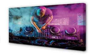 Quadro stampa su tela Console DJ luci colorate 100x50 cm