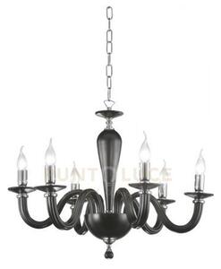 Lampadario ravel 12 luci attacco e14 nero e cromo d.82cm