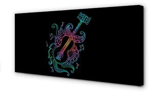 Quadro stampa su tela Note di chitarra colorate 100x50 cm