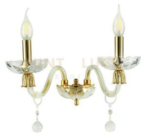 Applique roxanne 2 luci attacco e14 l.30cm h.22cm cristallo e oro