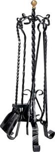 DecHome Piantana Camino Kit Tortiglione Ferro Battuto + Pomi Ottone H.cm 70 Cf Pz 5