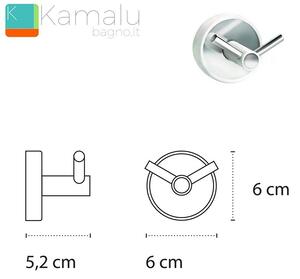 Appendino bagno doppio gancio colore bianco in acciaio linea Kaman LEFO-10 - KAMALU