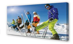Quadro su tela Montagne degli sciatori invernali 100x50 cm