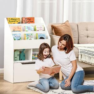 DecHome Piccola Libreria per Bambini con Ripiani e Cassetto in MDF, 60x29.9x90cm colore Bianco