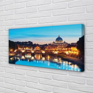 Quadro su tela Bridges di Roma Sunset River 100x50 cm