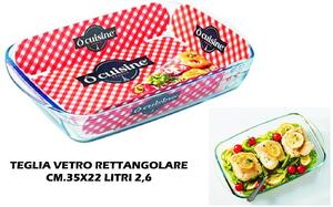 O cuisine Pirofila da Forno in Vetro Borosilicato Rettangolare 35 x 22 cm colore Trasparente