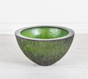 STONES Vaso in resina con luce interna e telecomando, 80x45, Verde