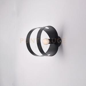 Applique in ferro laccato nero con fascia tagliata a laser 1 luce