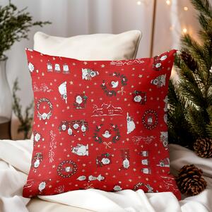 Federa natalizia in cotone Babbo Natale in rosso