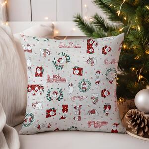 Federa natalizia in cotone Babbo Natale su beige