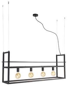 Lampada a sospensione intelligente nera con mensola grande 4 luci incl. Wifi G95 - Cage Rack