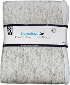 Blanco Raya Plaid Coperta con Pelliccia 160x210 cm 100% Poliestere per Divano Letto colore Beige Melange - HY-17003