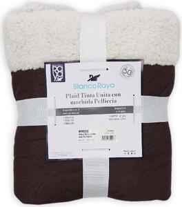 Blanco Raya Plaid tinta unita Letto 1 Piazza e Mezza con inserto pelliccia agnellata colore marrone - WH002