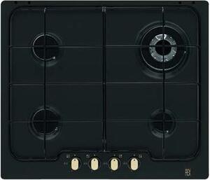 Electrolux PN640RUV Serie Rustico Piano Cottura 4 Fuochi a Gas 60 cm (1 Bruciatore Wok Tripla Corona) colore Nero