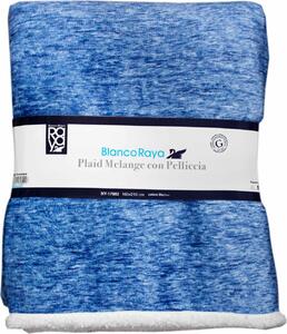 Blanco Raya Plaid Coperta con Pelliccia 160x210 cm 100% Poliestere per Divano Letto colore Blu Melange - HY-17002
