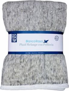 Blanco Raya Plaid Coperta con Pelliccia 160x210 cm 100% Poliestere per Divano Letto colore Grigio Melange - HY-17001