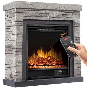 Camino elettrico da appoggio KESSER® - Camino elettrico con effetto fiamma 3D a LED, funzione di riscaldamento, potenza 1800 W, timer settimanale, termostato, telecomando, intensità regolabile