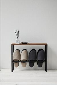 Pantofolaio in metallo di colore nero-naturale Tower - YAMAZAKI