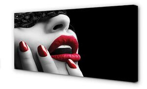 Quadro stampa su tela Woman labbra unghie 100x50 cm