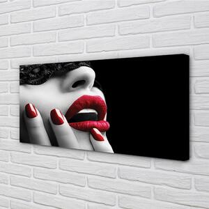 Quadro stampa su tela Woman labbra unghie 100x50 cm