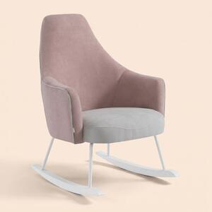 Micuna Poltrona a Dondolo Stile Scandinavo in Tessuto Antimacchia colore Rosa/Bianco - Moom