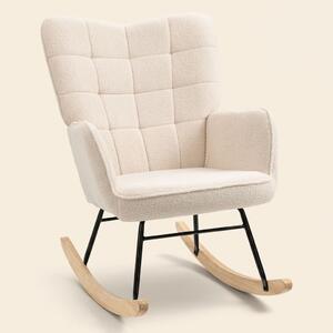DecHome Poltrona a Dondolo Stile Scandinavo in Tessuto Dimensioni 71x98x101 colore Beige