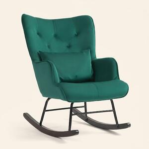 DecHome Poltrona a Dondolo Vintage in Velluto Dimensioni 70x86x94 colore Verde
