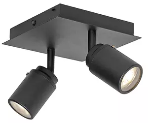 Faretto da bagno moderno nero quadrato 2 luci IP44 - Ducha