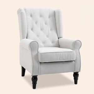 DecHome Poltrona Classica in Tessuto Dimensioni 74x86x102 colore Bianco Crema