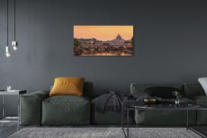 Foto quadro su tela Roma Sunset Bridges River Buildings 100x50 cm