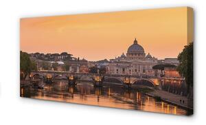 Foto quadro su tela Roma Sunset Bridges River Buildings 100x50 cm