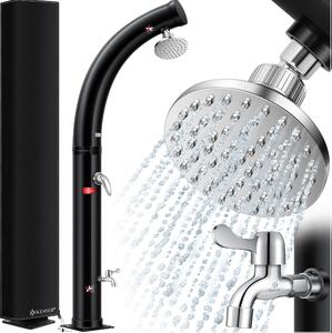 KESSER® Doccia da giardino solare Doccia solare ad arco con cappuccio protettivo | Acqua calda max. 60 °C Doccia da piscina Campeggio | Soffione a pioggia e rubinetto | Attacco per tubo da giardino