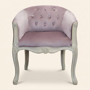 DecHome Poltrona Classica in Velluto Dimensioni 61x61x71 colore Rosa - Detroit