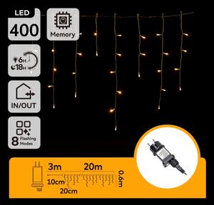 Aigostar - Catena luminosa a LED per esterni 400 LED/8 funzioni 23 x 0,6 m IP44 bianco caldo