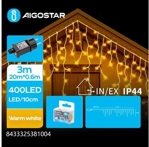 Aigostar - Catena luminosa a LED per esterni 400 LED/8 funzioni 23 x 0,6 m IP44 bianco caldo