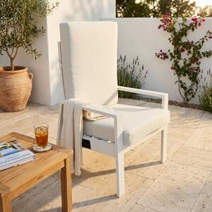 VivaGarden Poltrona da Esterno in Alluminio con Cuscino Dimensioni 65x56x41 cm colore Bianco - Malaysia
