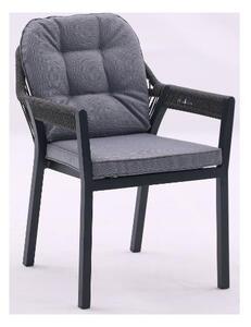 Amicasa Poltrona da Esterno Impilabile in Alluminio con Cuscino Lavabile colore Grigio - Jolly